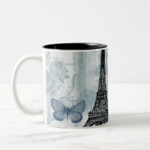 Vintage French Butterflies and Roses Coffee Mug