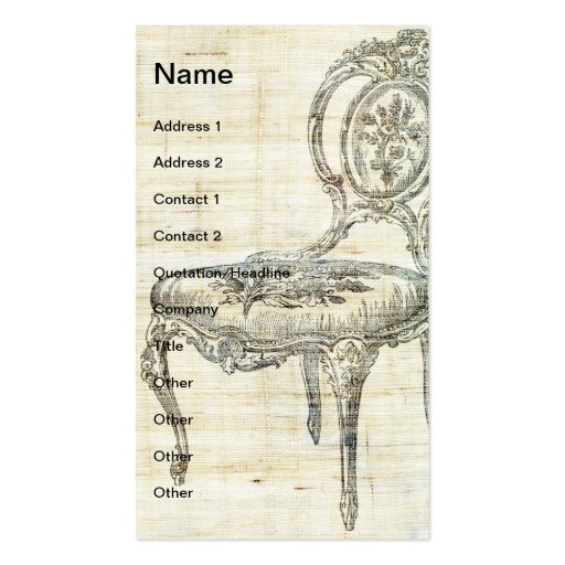 Vintage French Chair Linen 2 Business Card