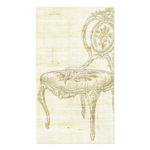 Vintage French Chair Linen Business Card Template (back side)