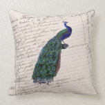 Vintage French Chic Blue Peacock Pilllow Pillow