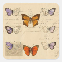 Vintage French Chic Butterflies Pattern Stickers
