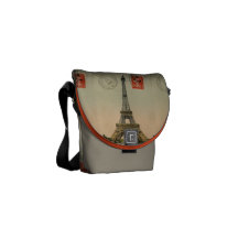Vintage French Chic Eiffel Tower Paris Postcard Messenger Bag