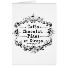 Vintage French Coffee & Chocolate Label Greeting Cards