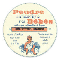Vintage French Cosmetics Label for Baby Products Round Sticker