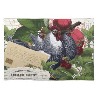 Vintage French Country Kitchen Chickens Collage Placemat