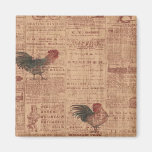 Vintage French Country Roosters Fridge Magnet