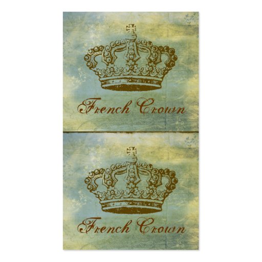Vintage French Crown Mini Biz Cards or Tags Blue Business Card (front side)