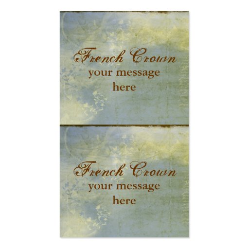 Vintage French Crown Mini Biz Cards or Tags Blue Business Card (back side)