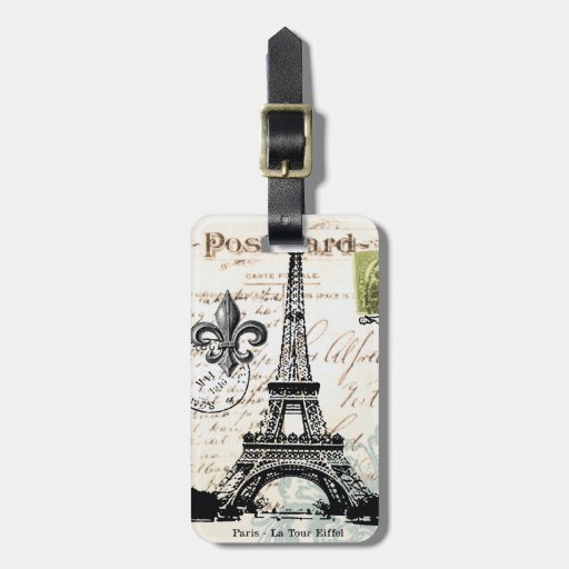 Vintage French Eiffel Tower luggage tag Zazzle