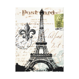 Vintage French Eiffel Tower  stretched canvas Canvas Print