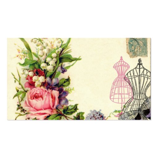 Vintage French Floral Dress Forms Business Cards