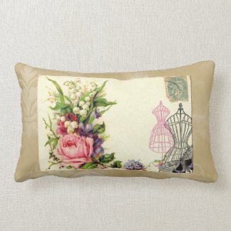 Vintage French Floral Dress Forms Pillow mojo_throwpillow