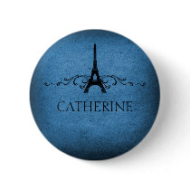 Vintage French Flourish Button, Blue