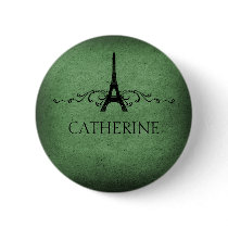 Vintage French Flourish Button, Green