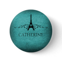 Vintage French Flourish Button, Teal