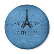 Vintage French Flourish Magnet, Blue