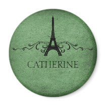 Vintage French Flourish Magnet, Green