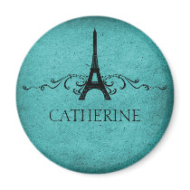Vintage French Flourish Magnet, Teal