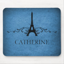 Vintage French Flourish Mousepad, Blue