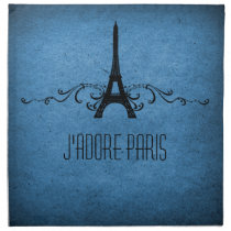 Vintage French Flourish Napkins, Blue