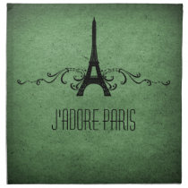 Vintage French Flourish Napkins, Green