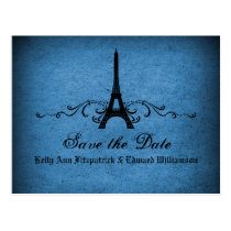 Vintage French Flourish Save the Date Postcard postcards