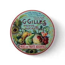 Vintage French Fruit Label Button
