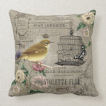 Vintage French garden bird pillow pillows