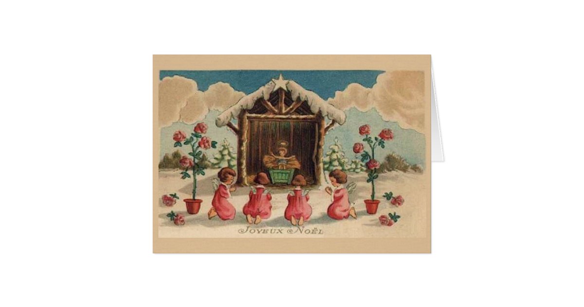 Vintage French Joyeux Noel Christmas Card | Zazzle