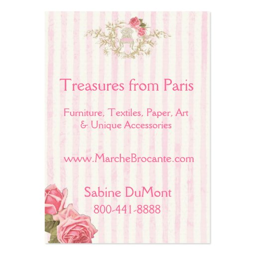 Vintage French Roses Chair Antiques Business Card (back side)