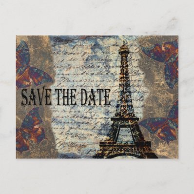 Vintage French Save the Date Postcard