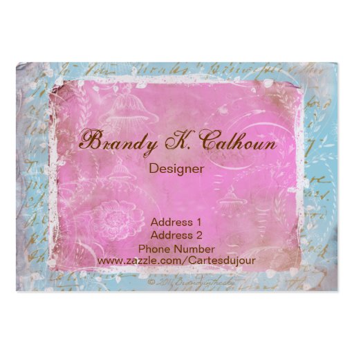 Vintage French Toile & Script No.1 Business Cards (front side)