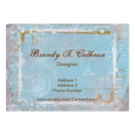 Vintage French Toile & Script No.2 Business Cards (front side)