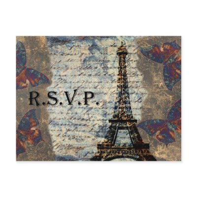 vintage french Wedding rsvp card Postcard