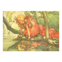 Vintage Frog Prince; Princess and Her Reflection Custom Invitations