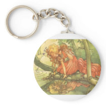 Vintage Frog Prince; Princess and Her Reflection Key Chain