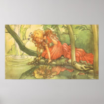 Vintage Frog Prince; Princess and Her Reflection Print