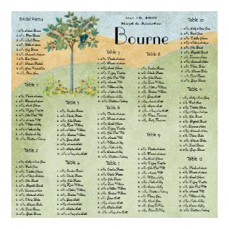 Vintage Fruit Tree Love Bird Seating Chart print