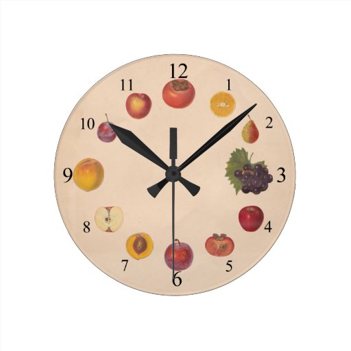 Vintage Fruits Wall Clock Zazzle