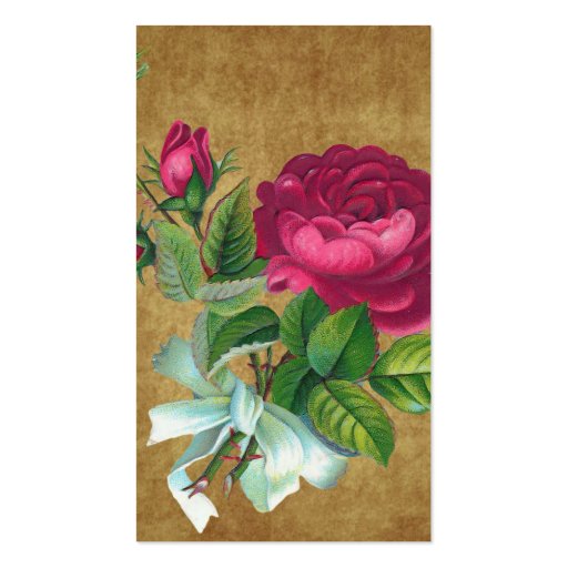 Vintage Fuchsia Rose Business Cards (back side)