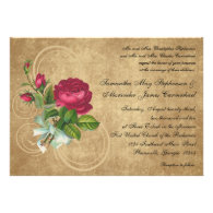 Vintage Fuchsia Rose Wedding Invitations