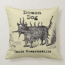 Vintage funny demon dog pillows