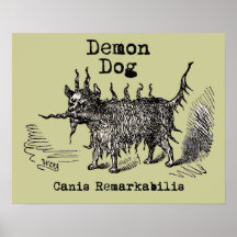 Vintage funny demon dog posters