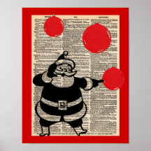 Vintage Funny Retro Santa Dictionary Art Poster