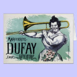 Vintage funny strong woman playing the trombone cards