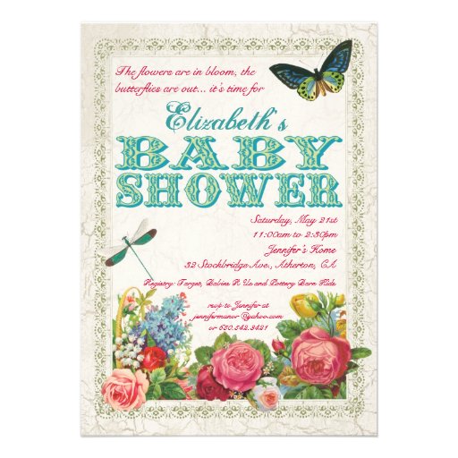 Vintage Garden Baby Shower Invitation
