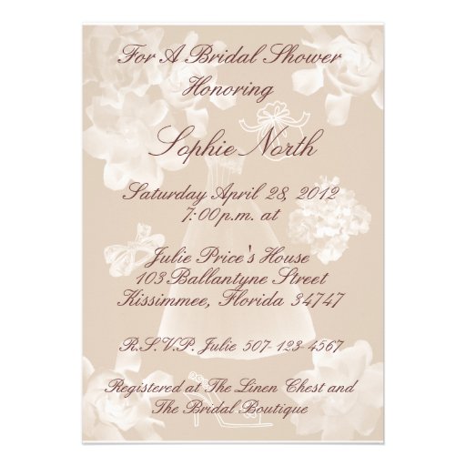 Vintage Gardenia Bridal Shower Invitation