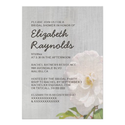 Vintage Gardenia Bridal Shower Invitations