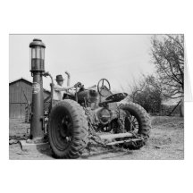 Vintage Gas Pump on the Farm, 1940s Cards