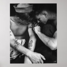 Vintage gay interest hunk sailors with tattoos posters